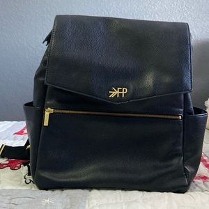 Freshly Picked black leather baby bag (backpack)